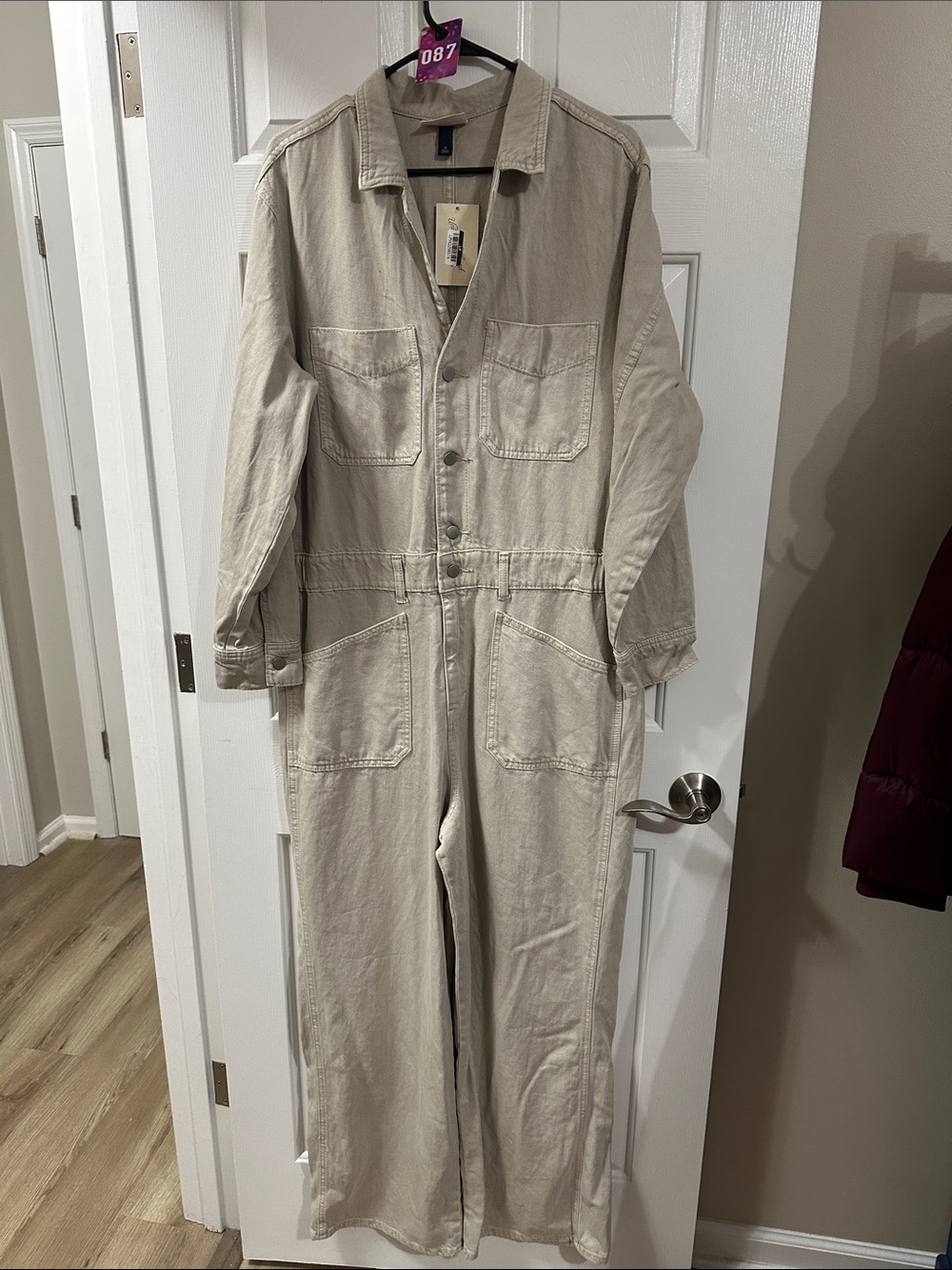 Universal Thread Beige Utility Button-Front Jumpsuit
